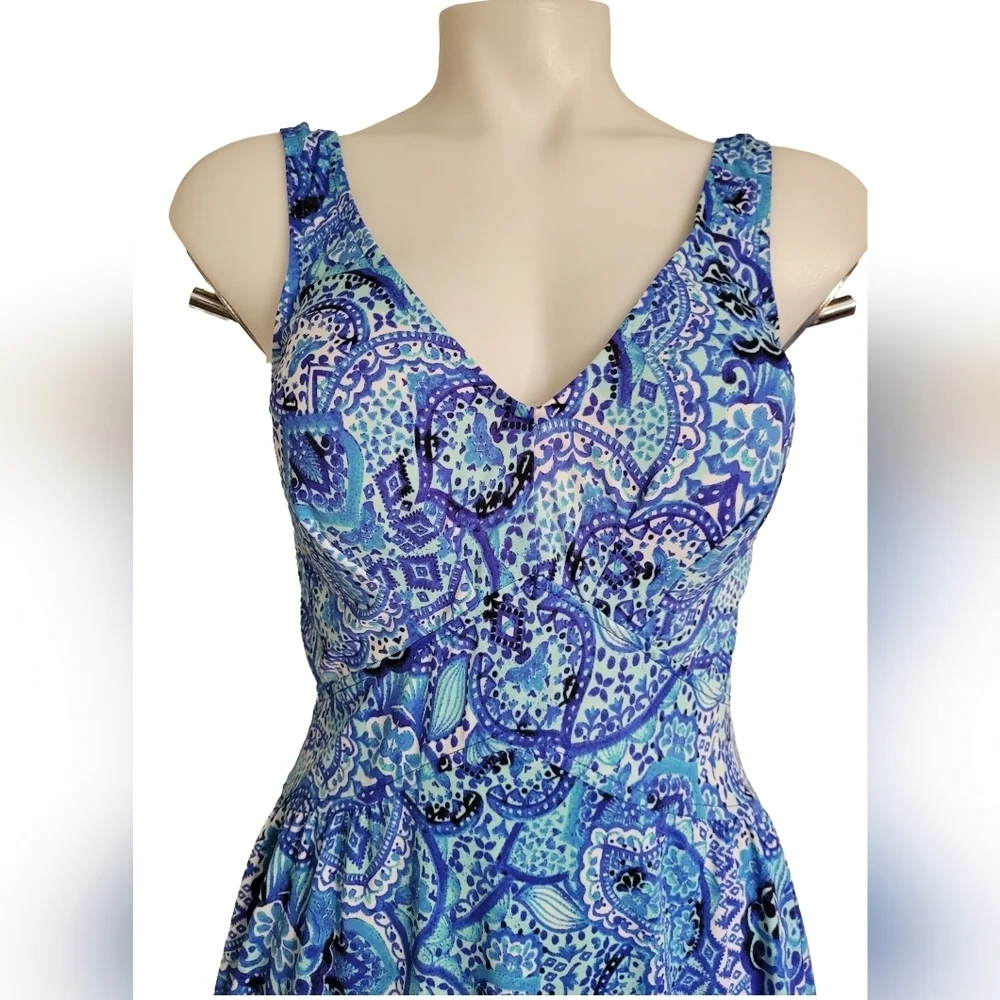 Artisan Ikat Empire Swim Dress One Piece